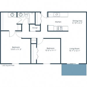 Prairiewood Meadows Apartments | Two Bedroom Floor Plan B