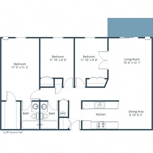 Prairiewood Meadows Apartments | Three Bedroom Floor Plan A