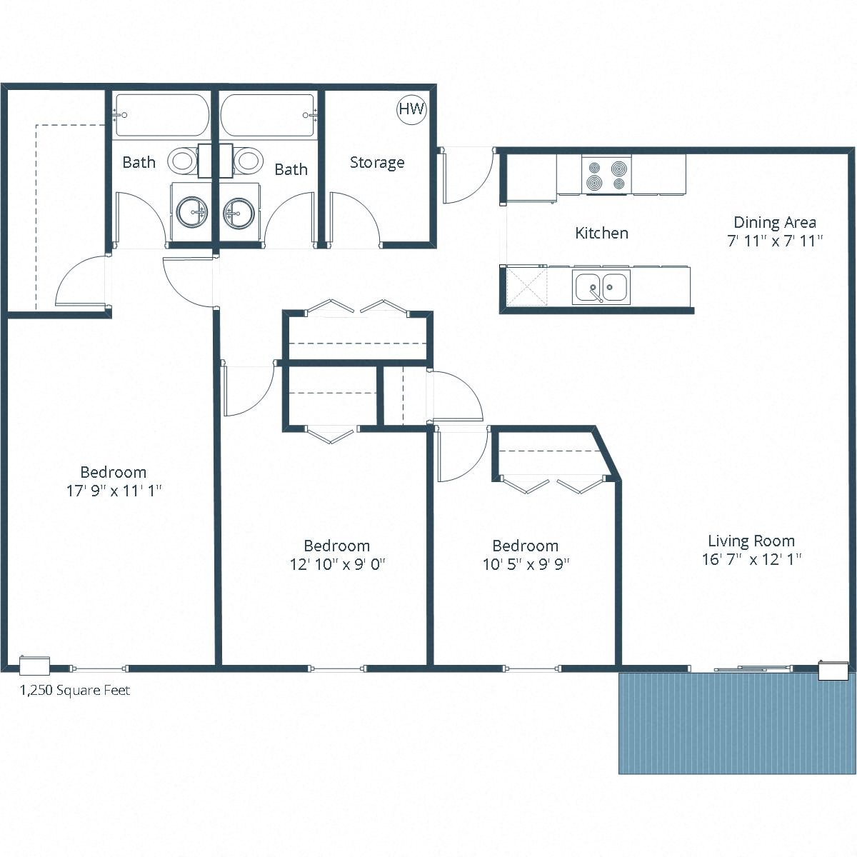 Prairiewood Meadows Apartments | Three Bedroom Floor Plan B Prairiewood Meadows Apartments | Three Bedroom Floor Plan B