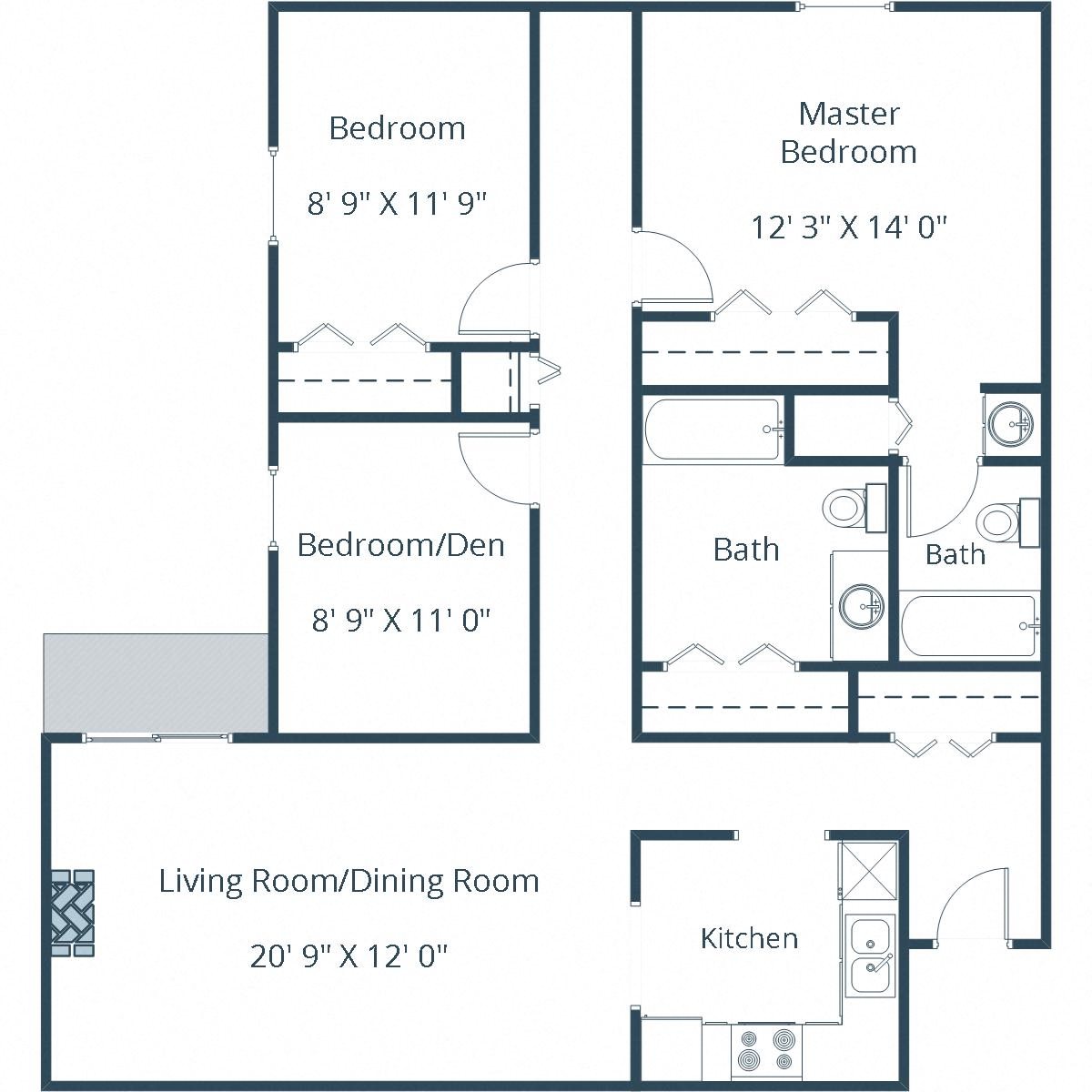 Westview Towers | Three Bedroom Plan 32B Westview Towers | Three Bedroom Plan 32B
