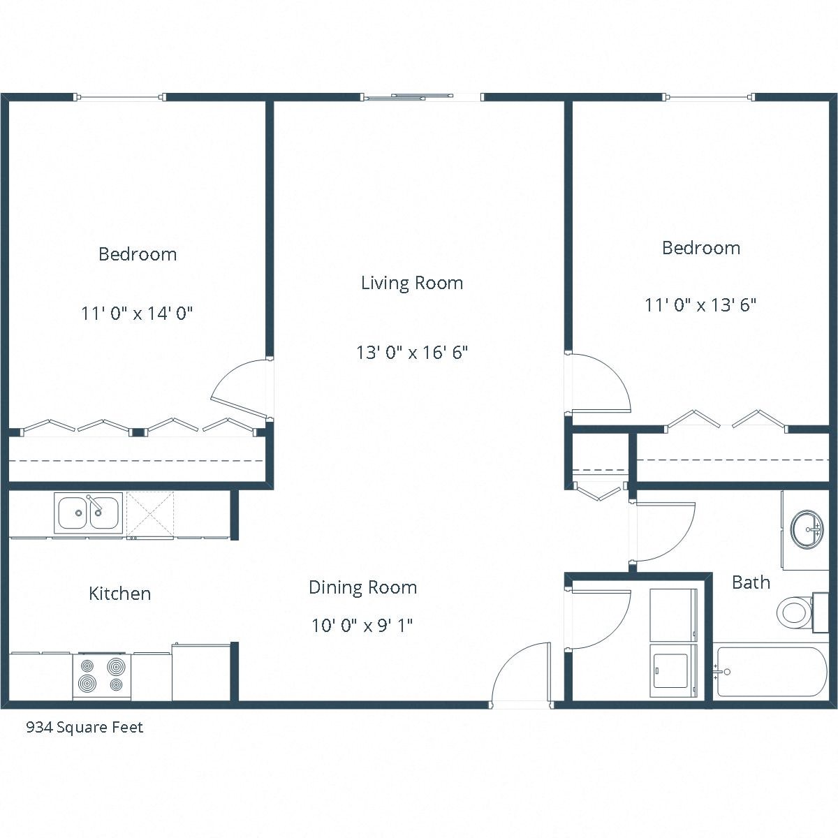 Summit Point Apartments | Two Bedroom Floor Plan 21A Summit Point Apartments | Two Bedroom Floor Plan 21A