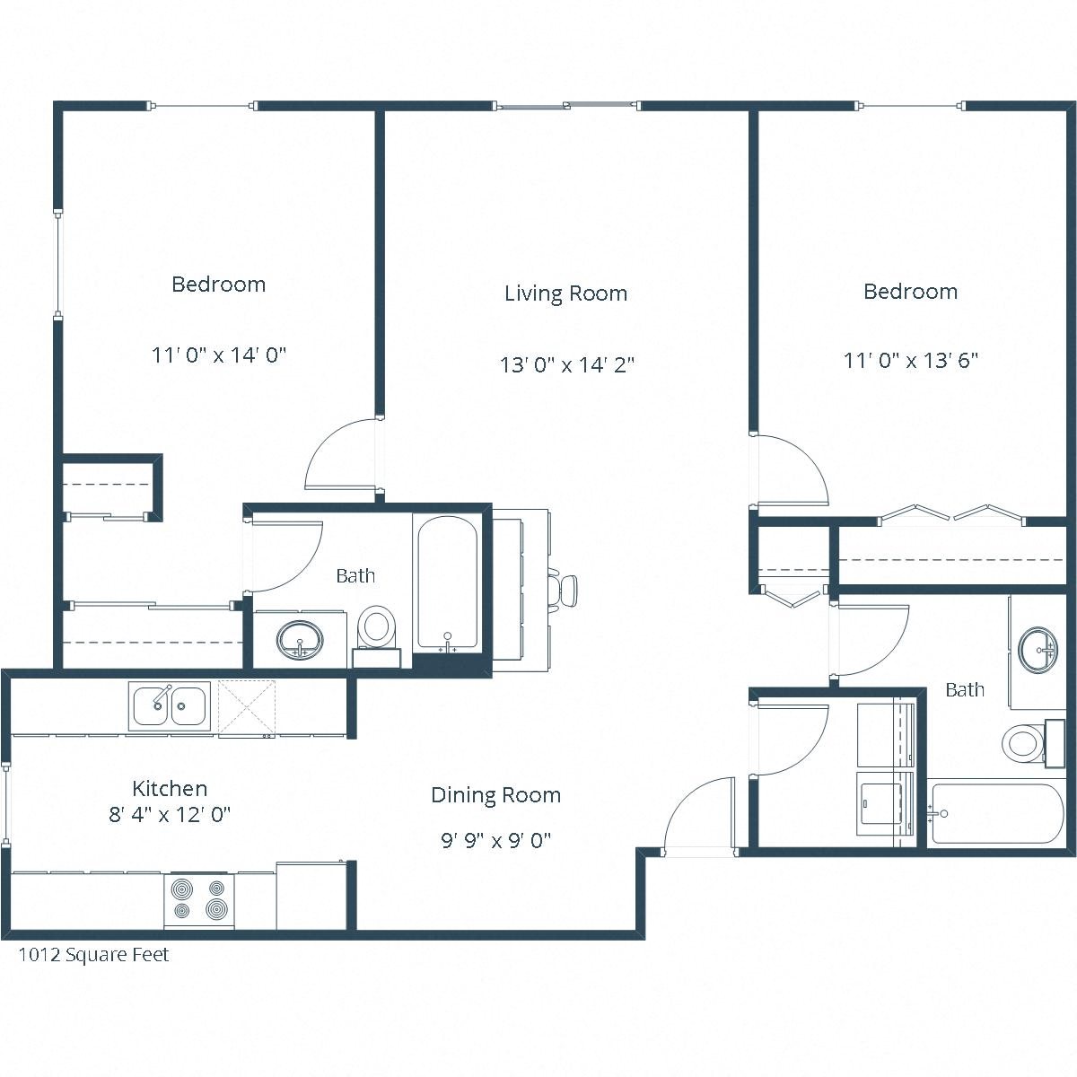 Summit Point Apartments | Two Bedroom Floor Plan 22A Summit Point Apartments | Two Bedroom Floor Plan 22A