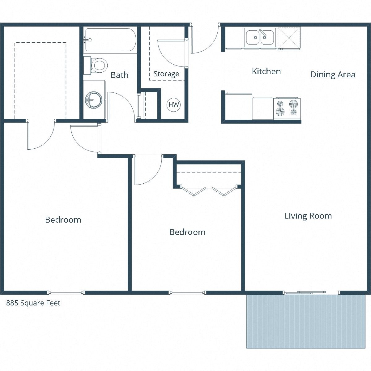 France Apartments | Two Bedroom Floor Plan France Apartments | Two Bedroom Floor Plan