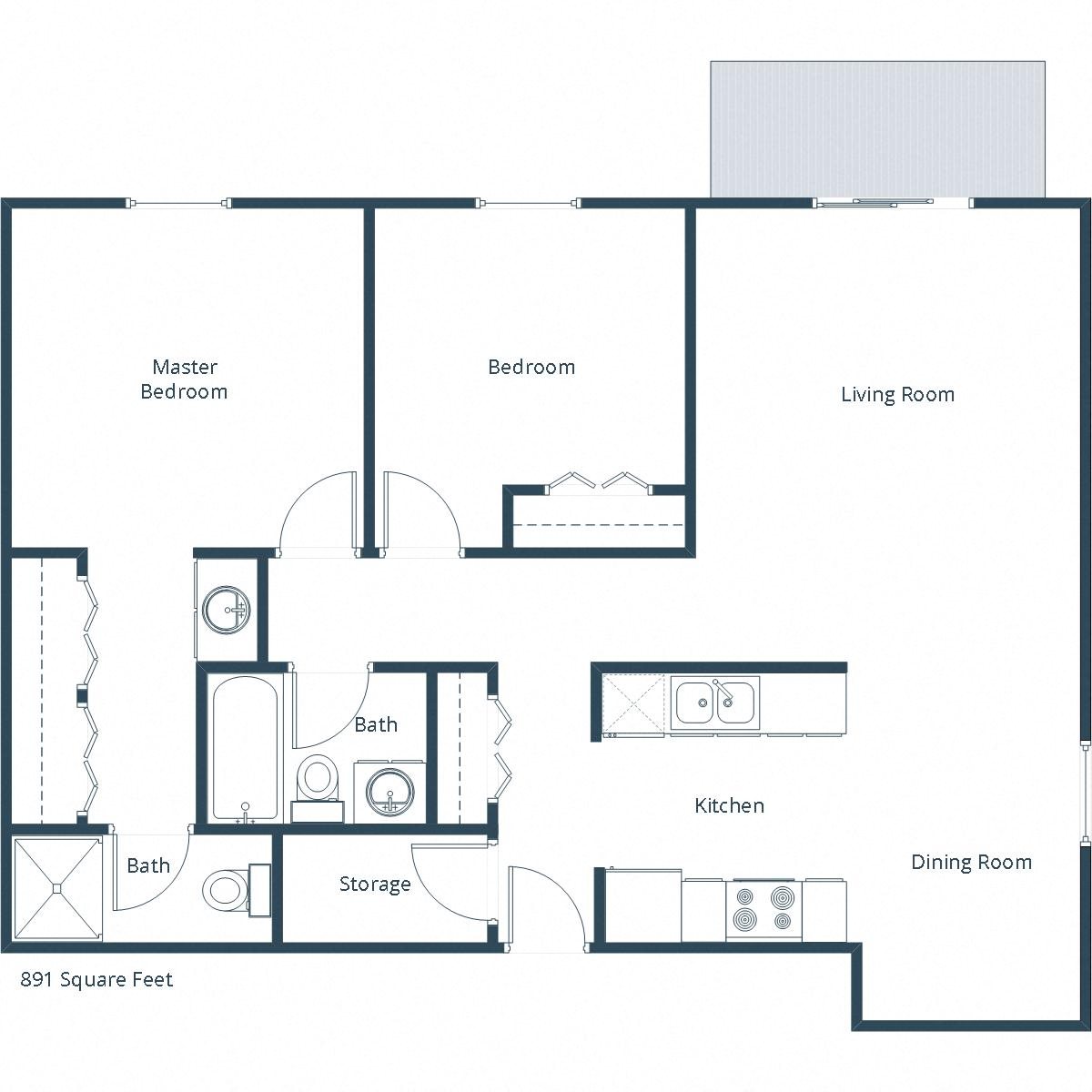 Long Island Apartments | Two Bedroom Floor Plan 22D Long Island Apartments | Two Bedroom Floor Plan 22D