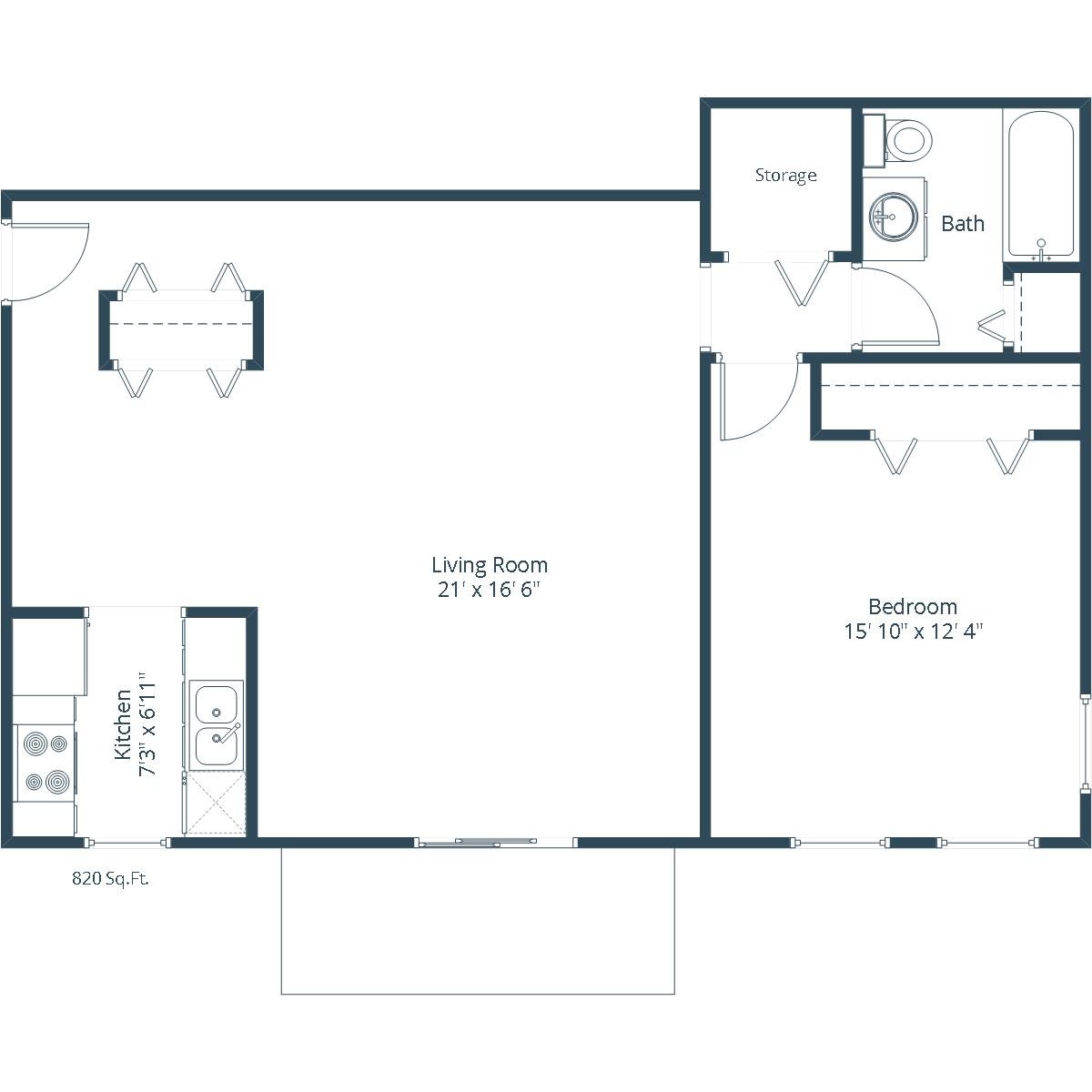 Valley View Apartments | One Bedroom Floor Plan 11A Valley View Apartments | One Bedroom Floor Plan 11A