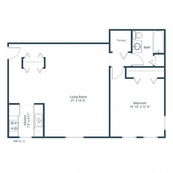 Valley View Apartments | One Bedroom Floor Plan 11B Valley View Apartments | One Bedroom Floor Plan 11B
