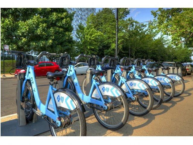 Bike racks, at Prairie Shores, Chicago, IL