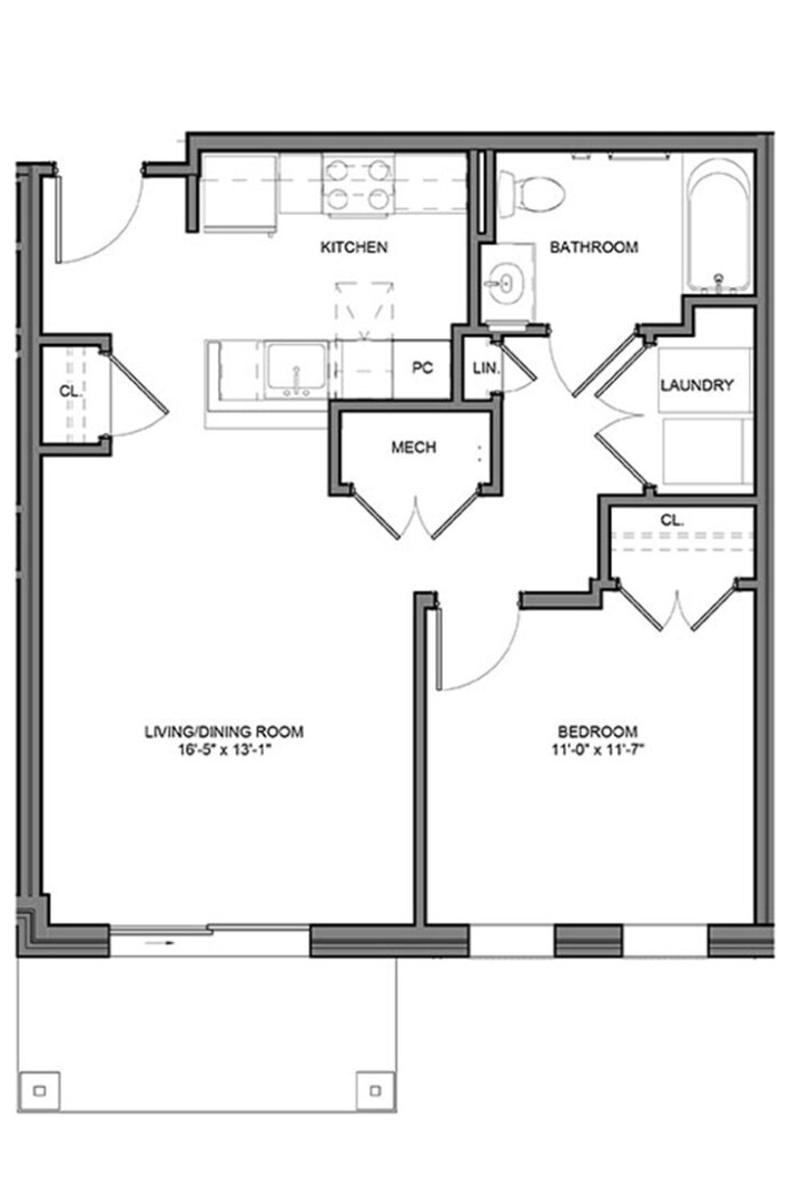 1 Bedroom Apartment New Jersey Floor Plan Kitchen Living Room Washer Dryer