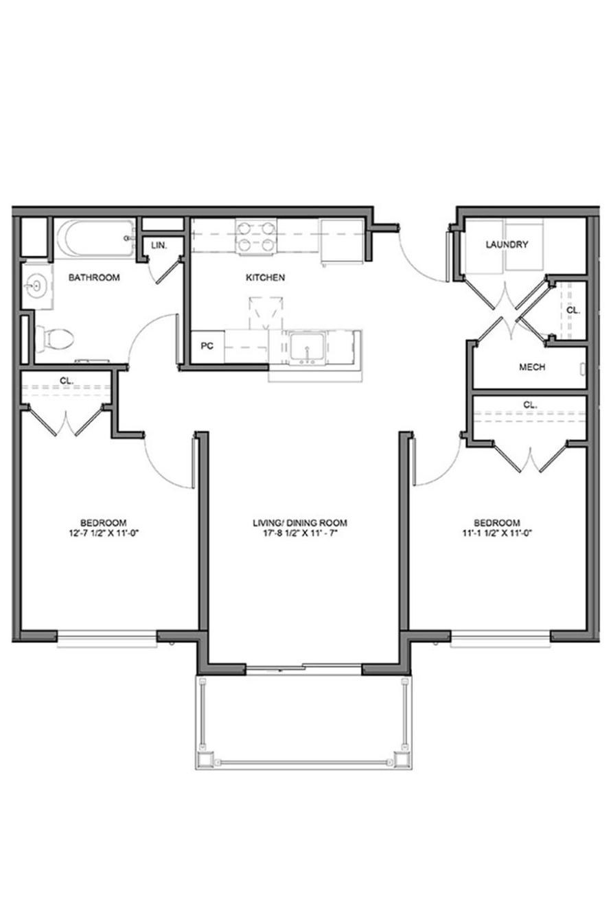2 Bedroom Apartment New Jersey Floor Plan Kitchen Living Room Washer Dryer