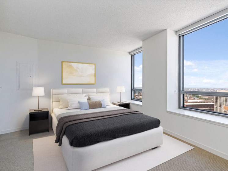 Comfortable Bedroom With Large Window at Kingsbury Plaza, Chicago