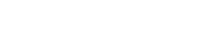 The image shows the word "HABITAT" in large white letters on a green background.