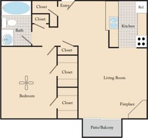 Willow Creek Apartments - One Bed/One Bath Floor Plan