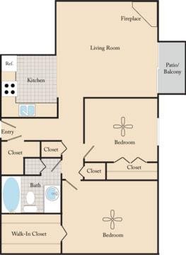 Willow Creek Apartments - Two Bed/One Bath Floor Plan