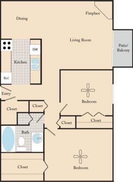 Willow Creek Apartments - Two Bed/Two Bath Floor Plan