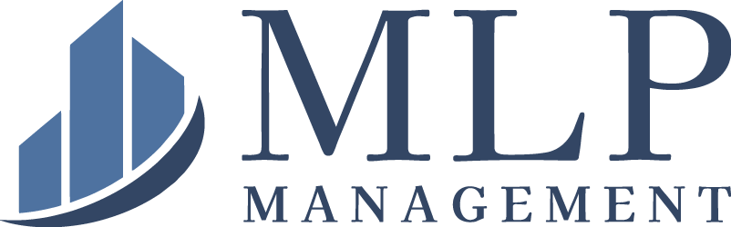 The image shows a logo with the letters "MLP" in a large, bold font, followed by the word "MANAGEMENT" in a smaller font size.