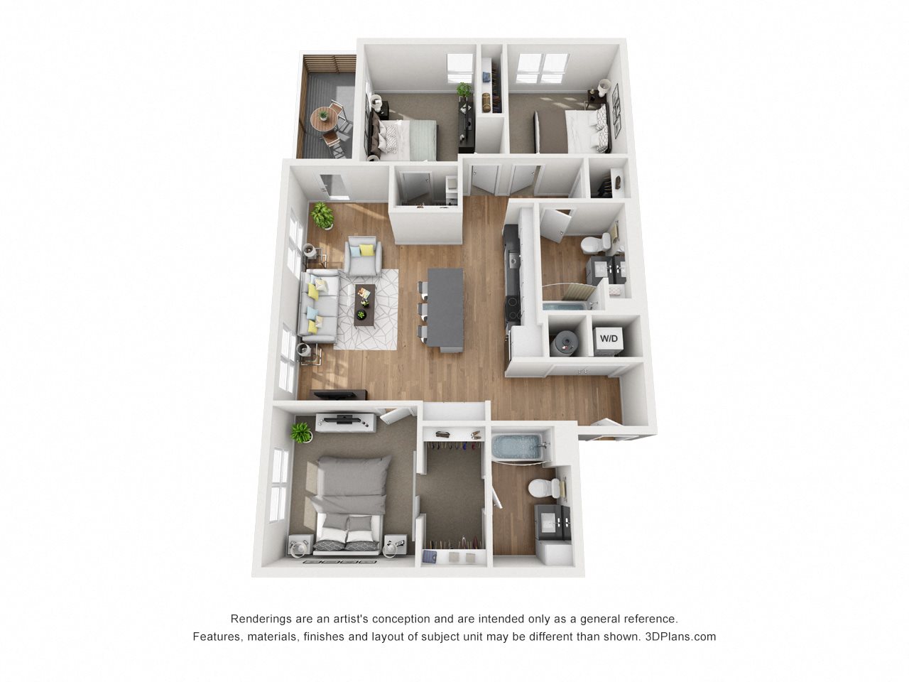 Indigo Apartments C1 3D Floor Plan Indigo Apartments C1 3D Floor Plan