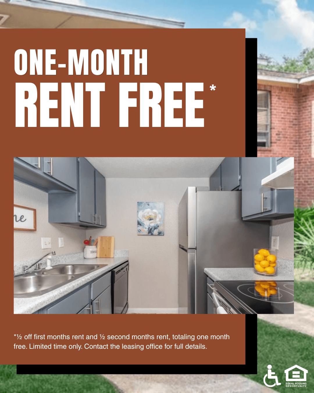 rent specials for apartments in texas city. one month rent free
