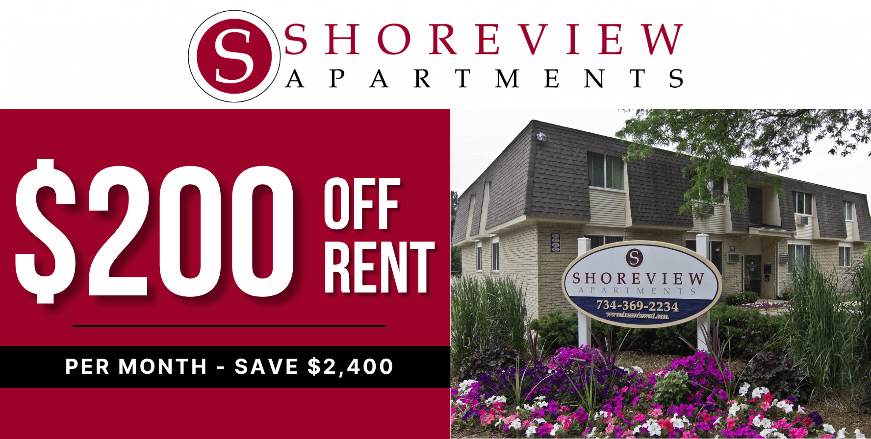 $200 off per month - save $2,400