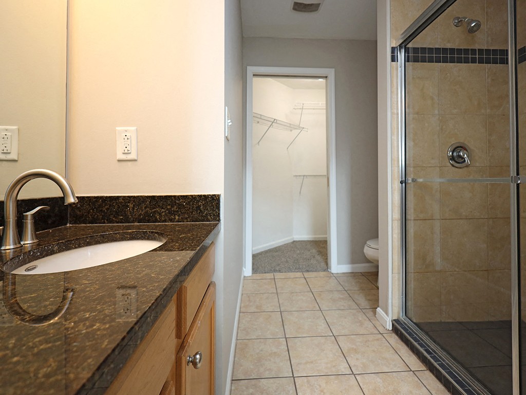 Master Bathroom at The Residences at 668 Apartments, Cleveland OH 44114