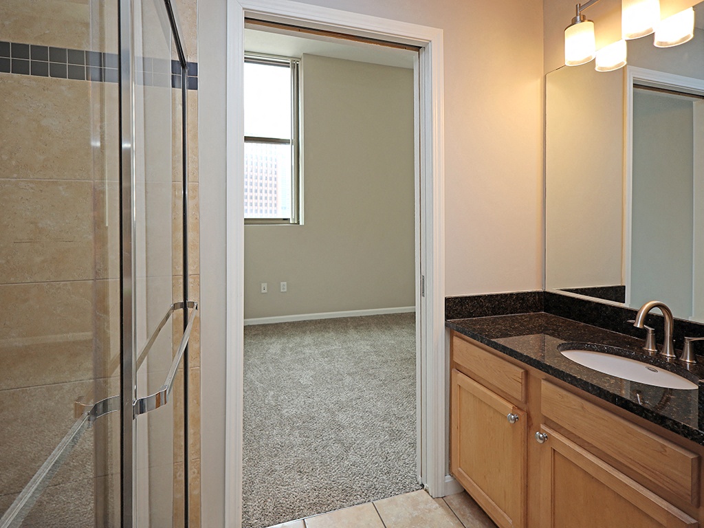Bathroom at The Residences at 668 Apartments, Cleveland OH 44114