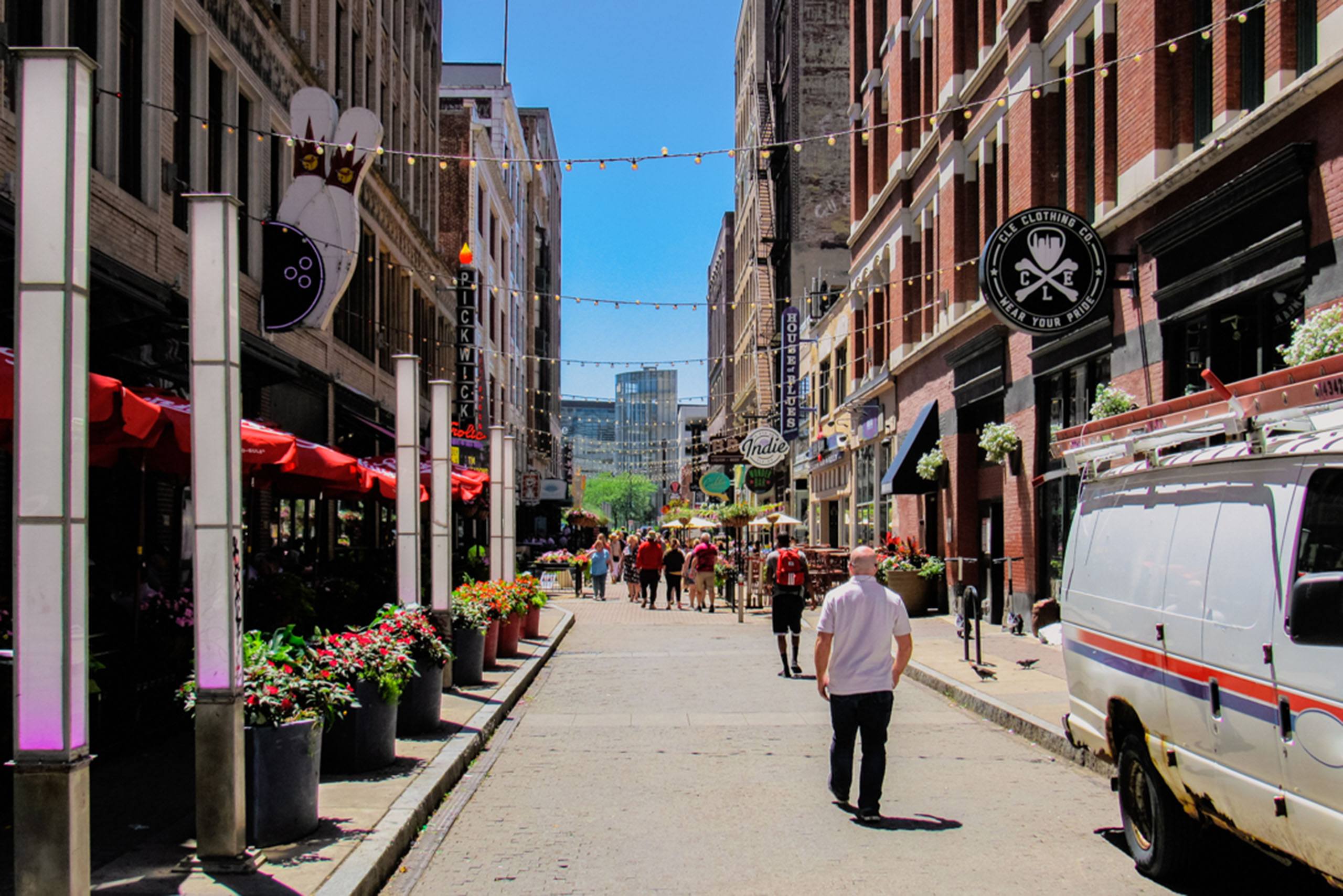 A downtown Cleveland street  near The Terminal Tower Residences