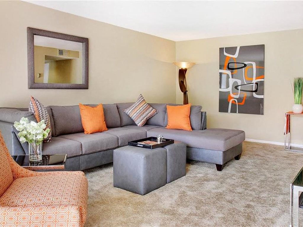 Model Living Room at Oliver House Apartments in Shaker Heights, OH