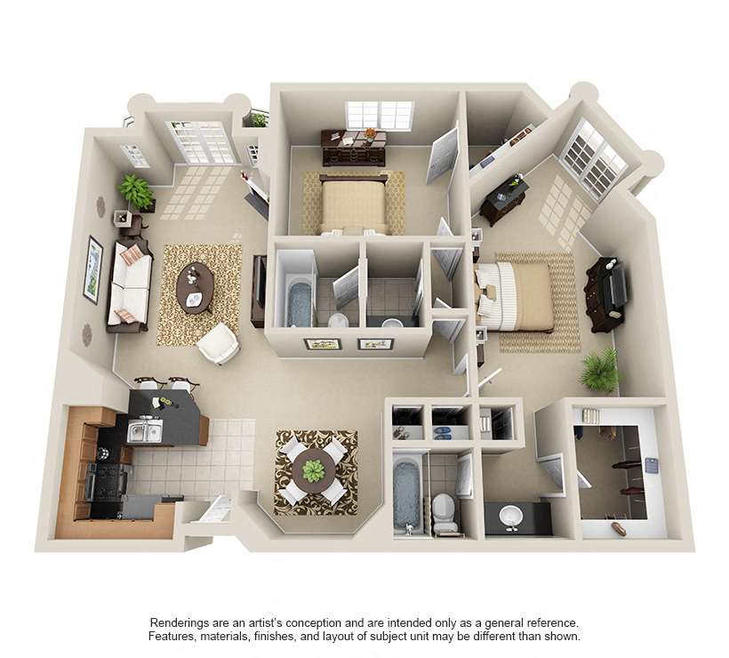 Floor plan layout diagram for Two Bedroom G