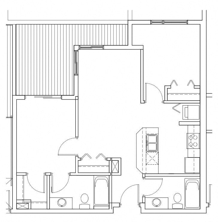 Floor plan layout diagram for 2x2 C Renovated