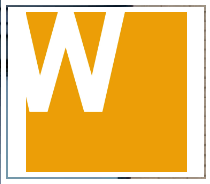a white and orange square with a white w in the middle