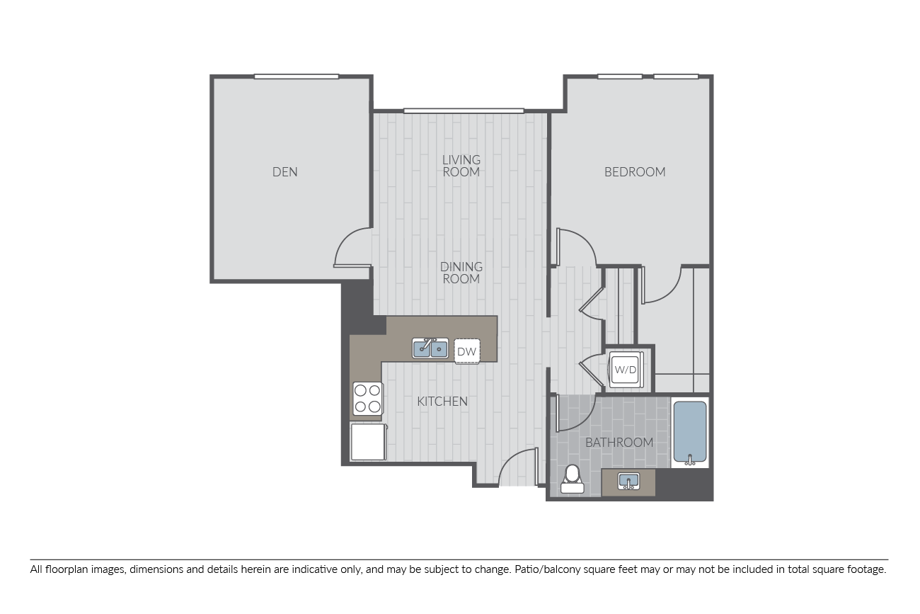 Plan 1N + Den floor plan