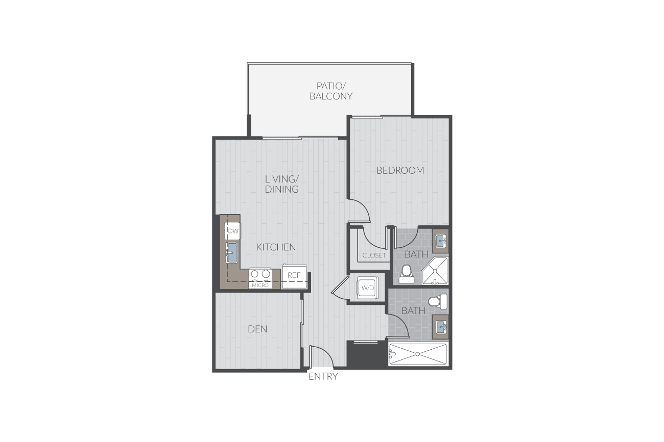 Plan 1H + Den floor plan