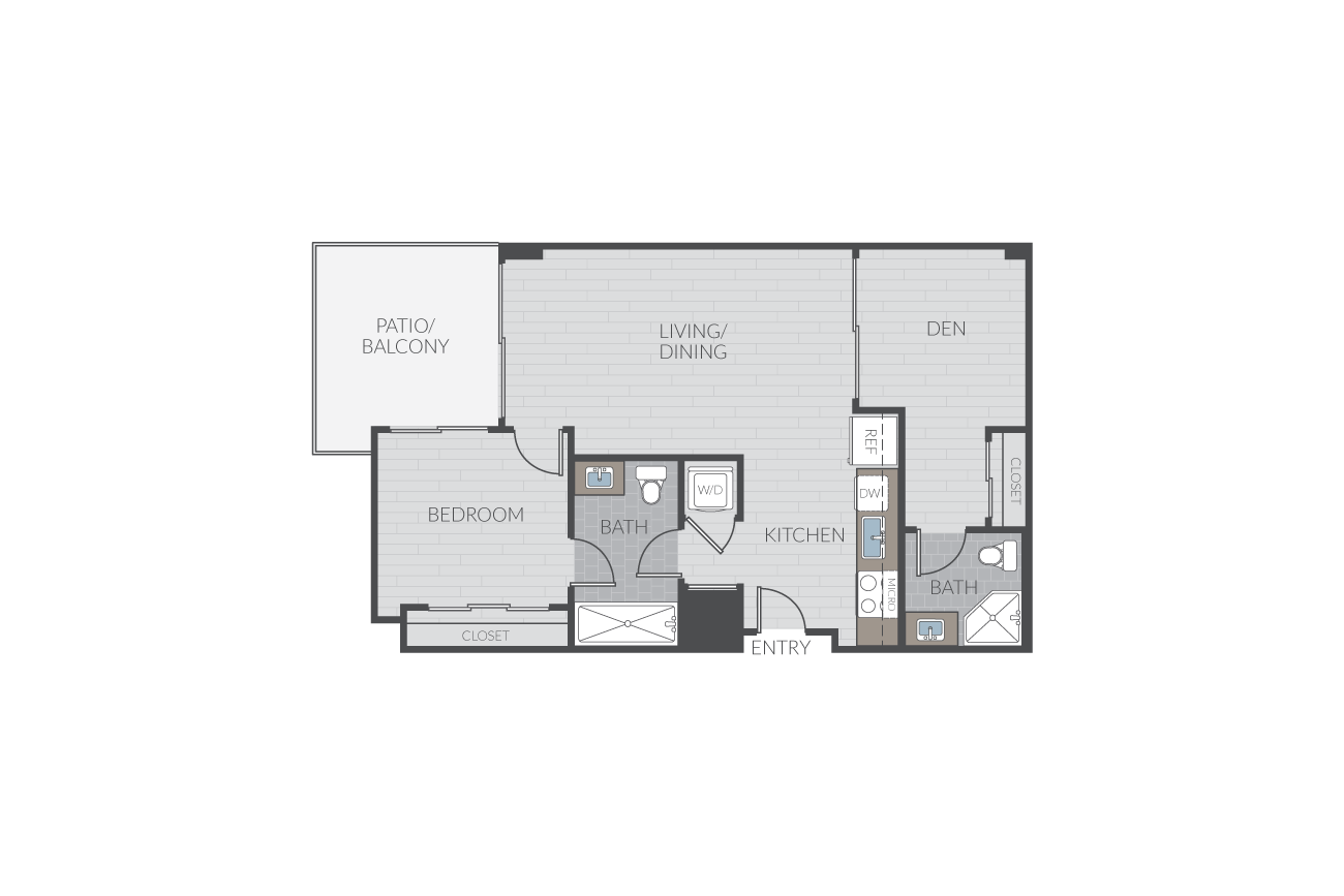 Plan 1L + Den floor plan