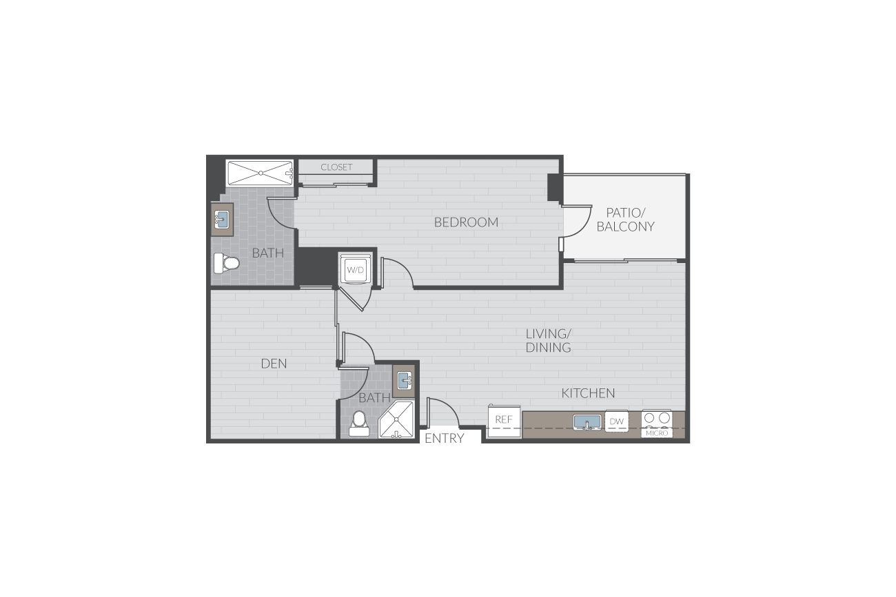Plan 1O + Den floor plan