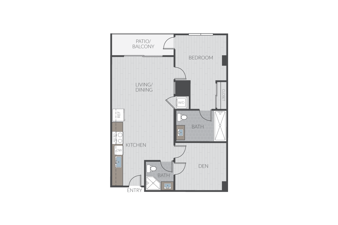 Plan 1P + Den floor plan