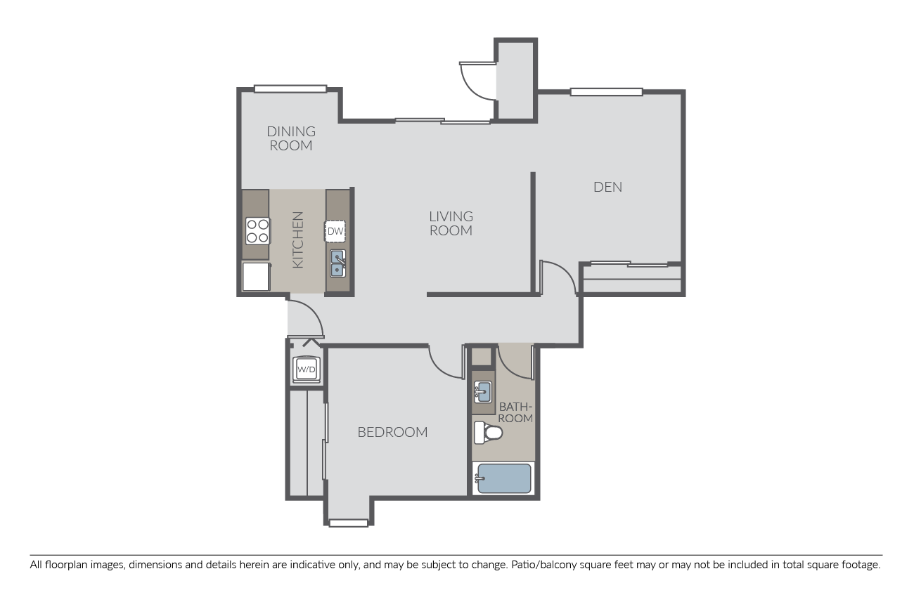 Plan 1D + Den floor plan