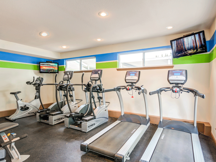 Fitness center with treadmills