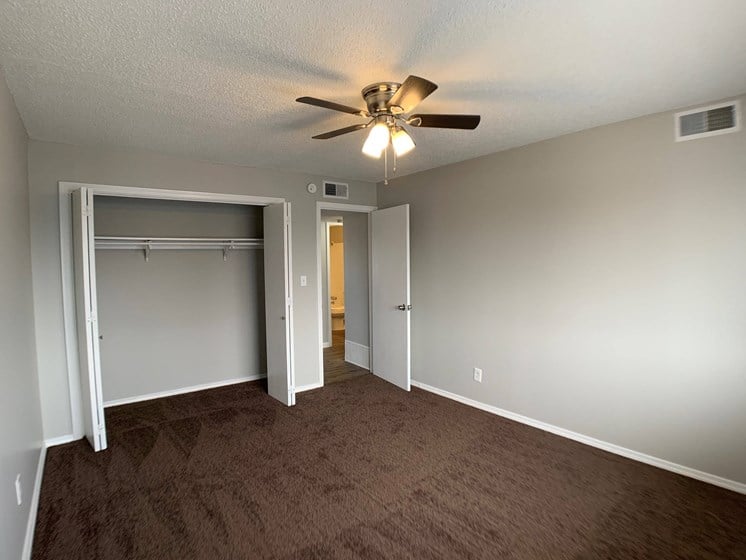 Large room with closet and ceiling fan