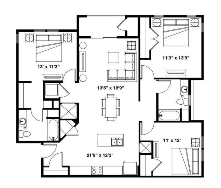 3x2 C floor plan