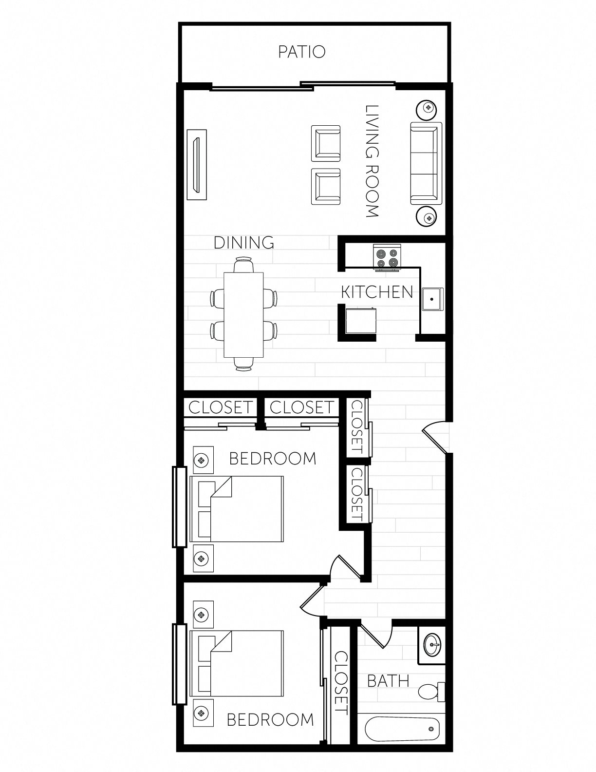 Two Bedroom Large floor plan