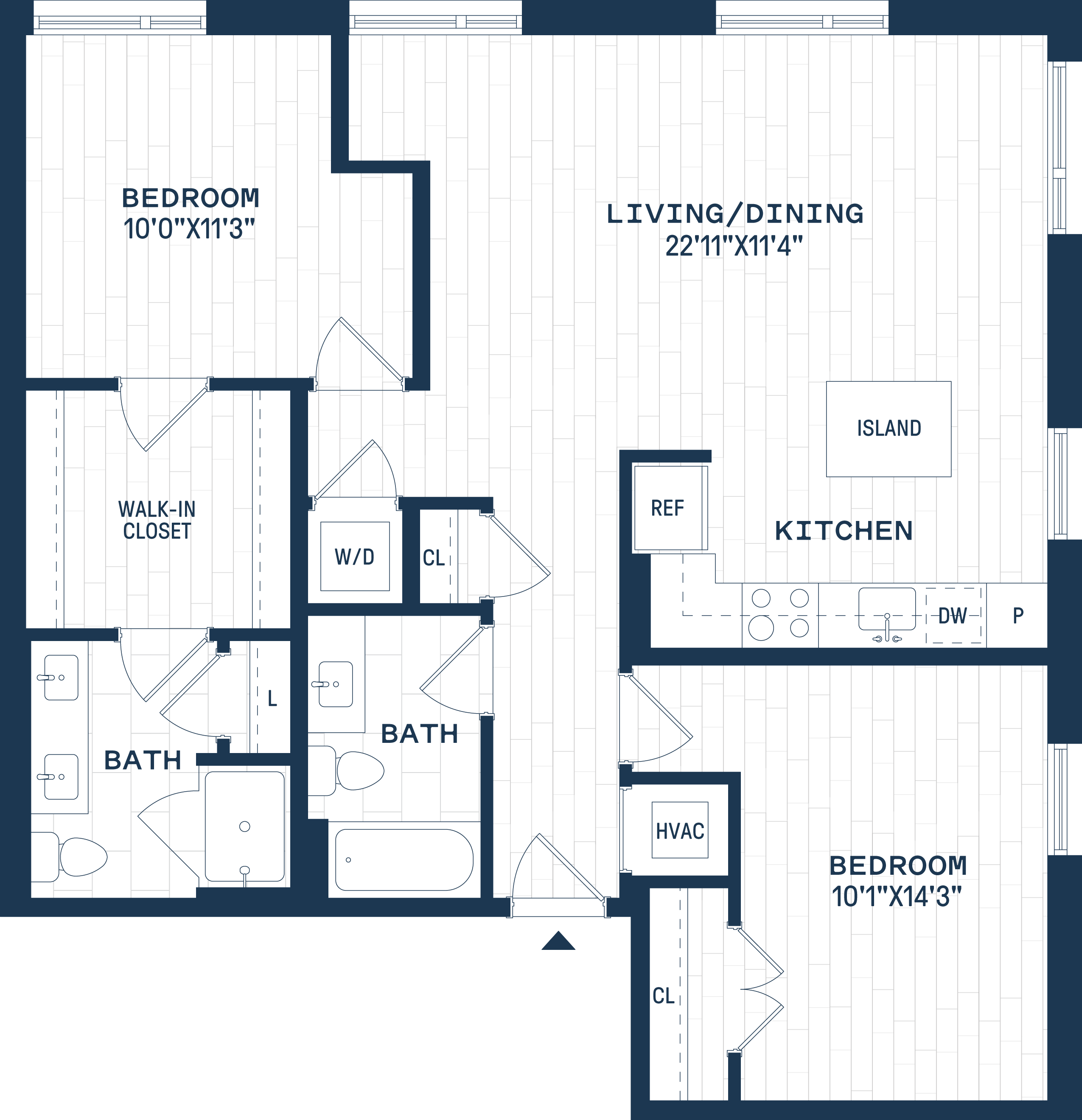 the floor plan of a bedroom apartment with a bathroom and a living room