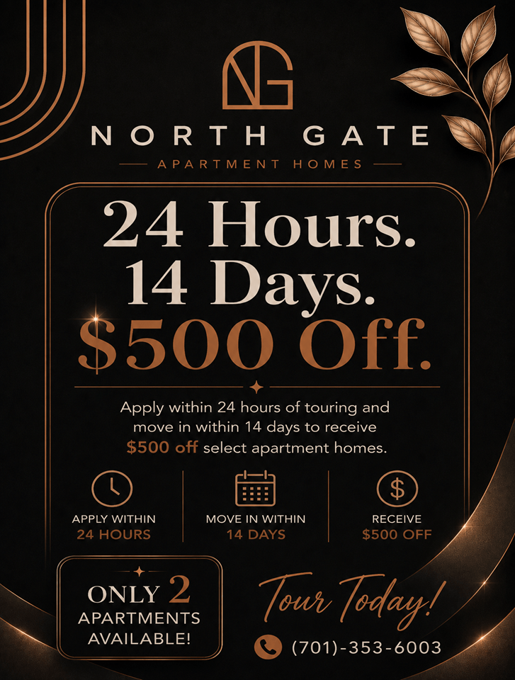 special offer flyer for $500 off move in, restrictions apply