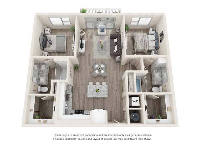 Two-Bedroom (B1) floor plan