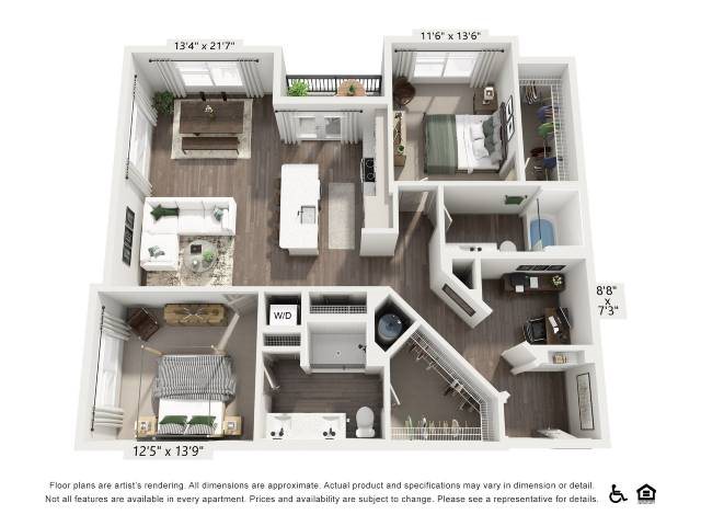 Two-Bedroom, One-Den Apartment (B4) floor plan