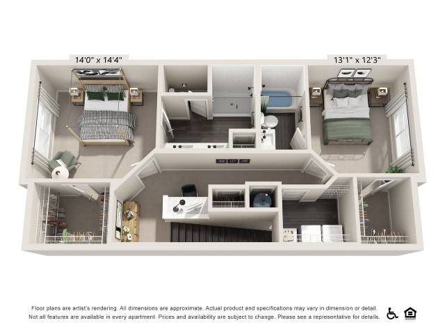 Two-Bedroom Townhouse (BTH) floor plan