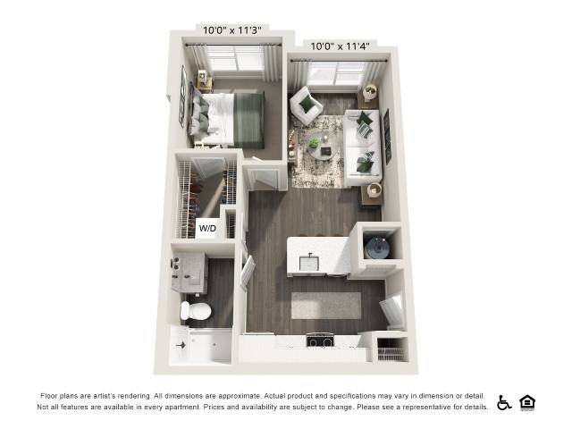 One-Bedroom Apartment (A2) floor plan