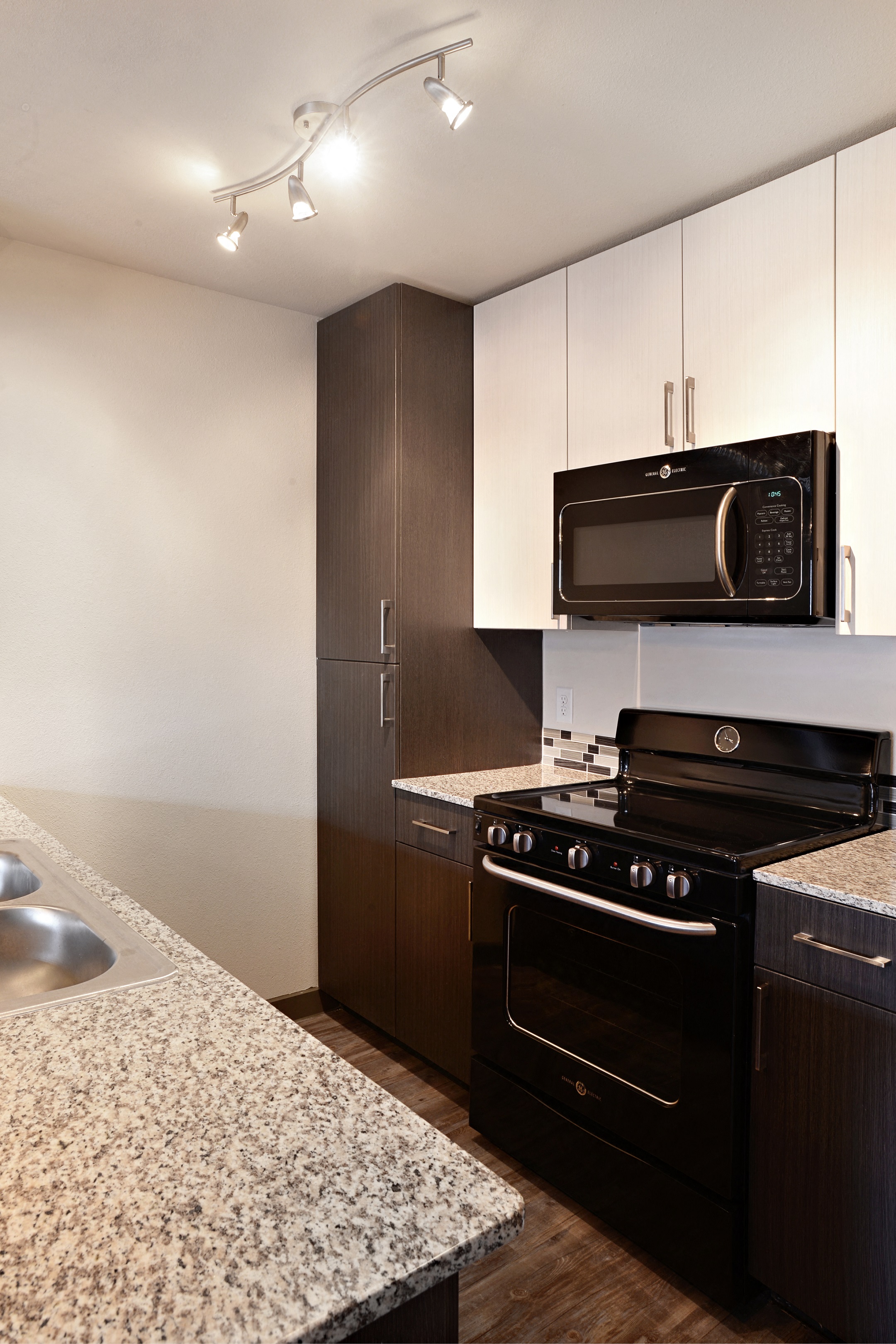 Kitchen area at East End Lofts at the Railyard Apartments, Denton