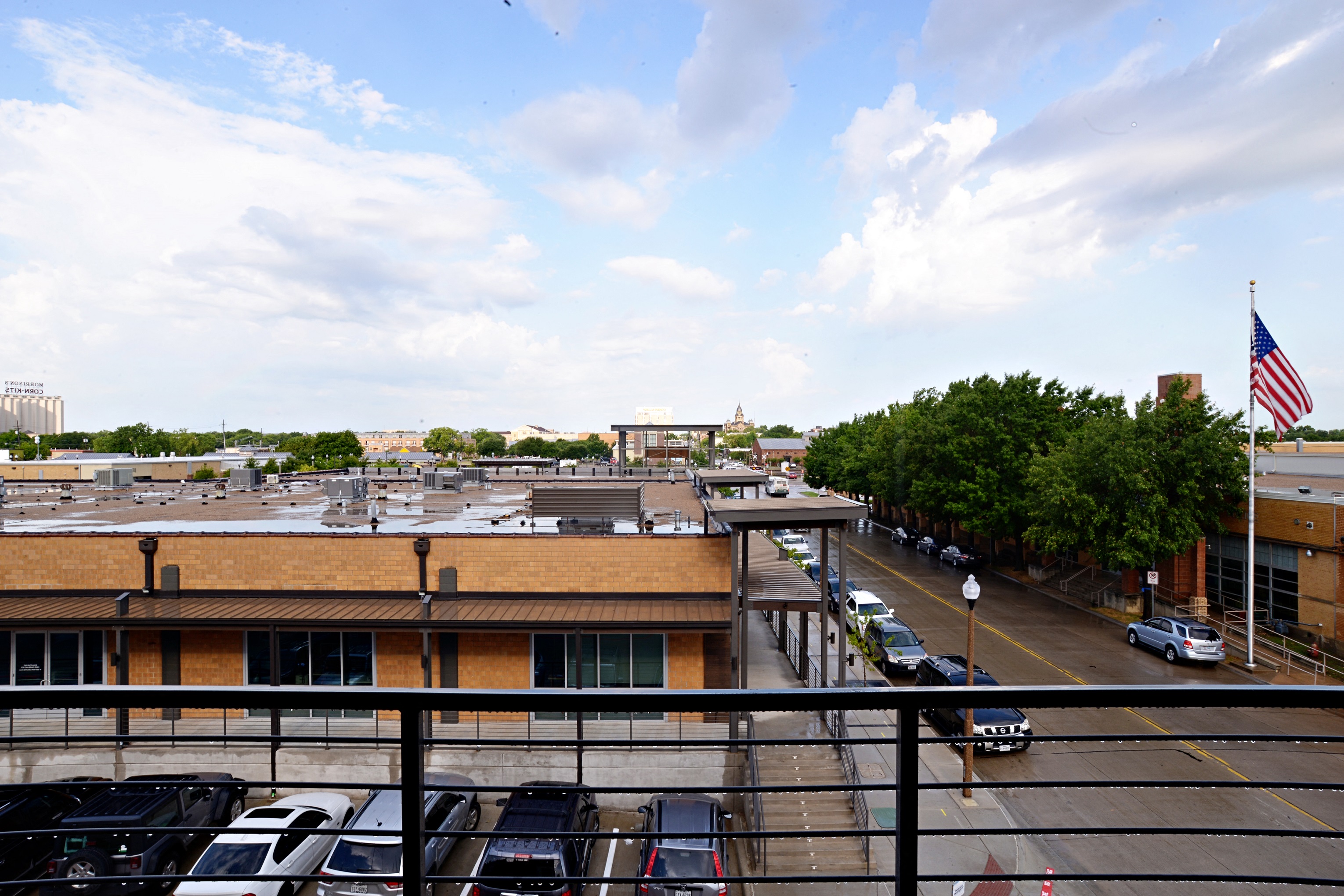 Patio at East End Lofts at the Railyard Apartments, Denton, TX