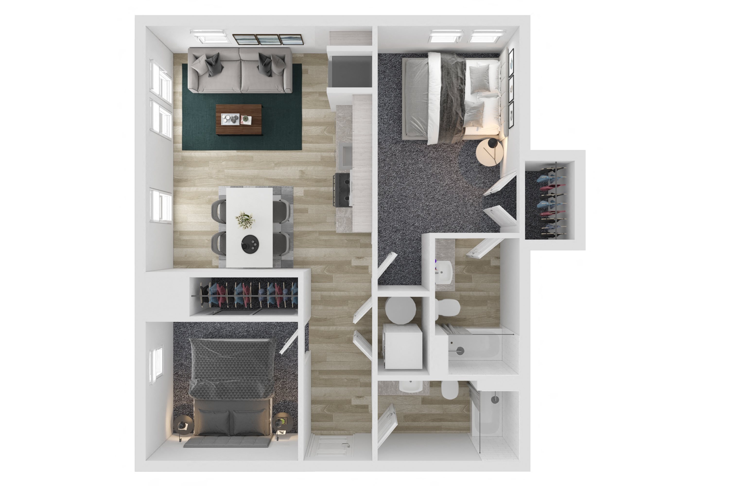 B2 Level 1 Two Bedroom Two Bathroom Floorplan1 at The Clara, Idaho, 83616 B2 Level 1 Two Bedroom Two Bathroom Floorplan1 at The Clara, Idaho, 83616
