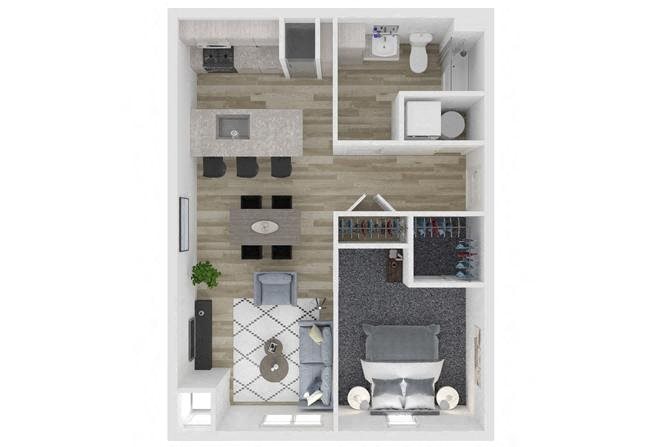 B1 One Bed One Bath Floor Plan at The Clara, Eagle, ID