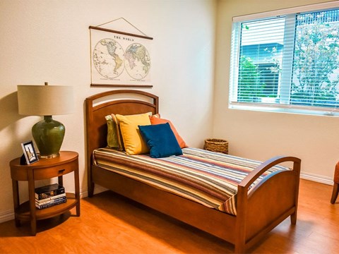 Bedroom with Carpeted Flooring at Westmont of Milpitas, Milpitas, CA, 95035